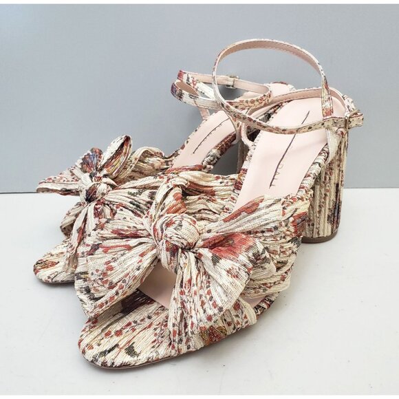 Loeffler Randall Camellia Heeled Sandals Ivory Bloom Size 7